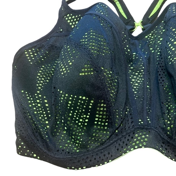 Panache Black & Green Sports Bra – Size 40GG - Picture 2 of 9